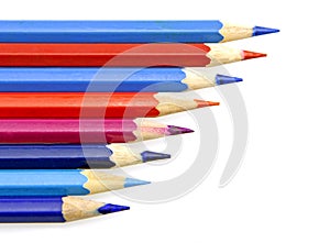 Multiple colour wooden pencil on white background