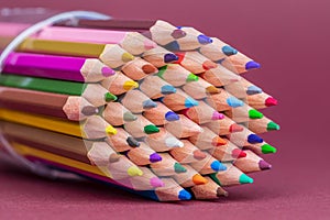 Multiple Coloured Pencil Tips Facing Left