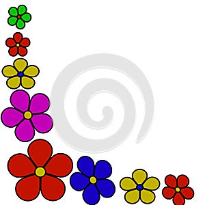 Multiple colours flowers isolated on white background and wallpaper