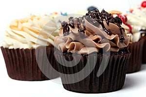 Multiple Cupcakes on White Background