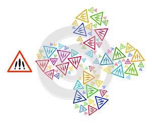 Multiple Danger Sign Icon Multi Colored Curl Explosion