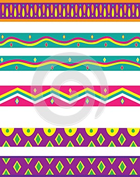 Multiple Decorative Borders in Bright, Vibrant Colors and Patterns