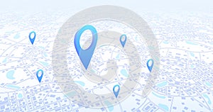 Multiple destinations from home. Gps tracking map. Track navigation pins on street maps, navigate mapping technology and