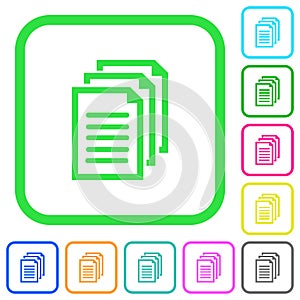 Multiple documents vivid colored flat icons icons