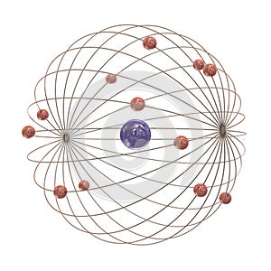 Multiple electron paths around the nucleus