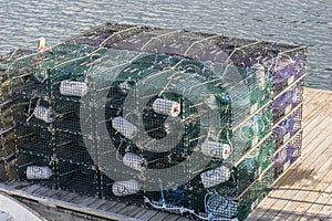 Lobster Traps on Dock photo