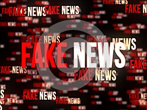 Multiple Fake News words. Proliferation of false, unverified and fabricated news spreading in the internet and social media