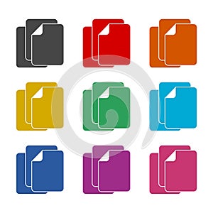 Multiple File Document icon or Logo Design Element, color set