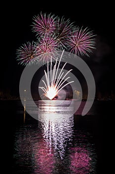 Multiple fireworks over Nuremberg