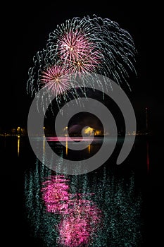 Multiple fireworks over Nuremberg