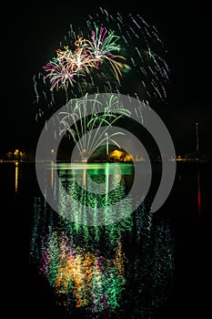 Multiple fireworks over Nuremberg