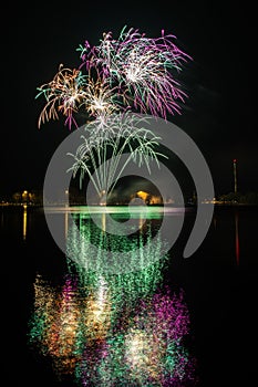 Multiple fireworks over Nuremberg