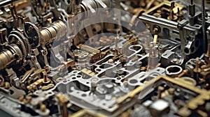 Multiple gears of a complex machine in motion