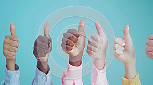 A row of thumbs up.AI generated image