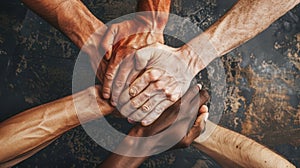 The diverse hands united.AI generated image