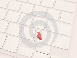 Multiple heart on key of keyboard, Online dating concept