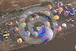 Multiple hot air balloons photo