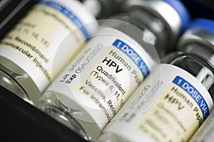 Multiple HPV Vials Close Up photo