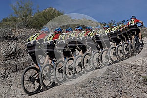 Multiple image mountain biker