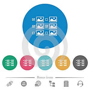 Multiple image selection with checkboxes flat round icons