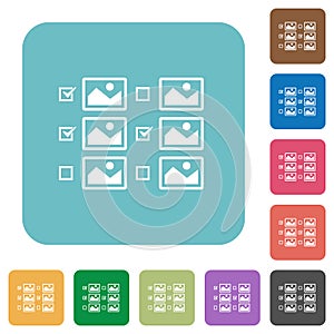 Multiple image selection with checkboxes rounded square flat icons
