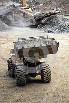 Multiple industrial machinery on construction site