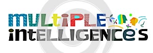 Multiple intelligence concept phrase colourful letters vector art. Hand drawn letters