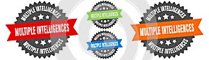 multiple intelligences sign. round ribbon label set. Seal
