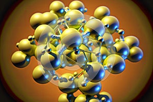 multiple interatomic bonds in chemical structure of molecule closeup