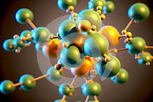 multiple interatomic bonds in chemical structure of molecule closeup