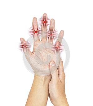 Multiple joints inflammation. Concept of rheumatic arthritis, polyarthritis, hand joint swelling or arthralgia photo