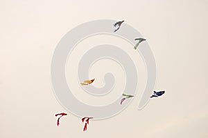 Multiple kites flying in the beach of Colombo Sri Lanka