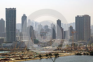 Multiple layers of skyscrapers in Hong Kong