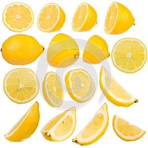 Multiple lemon on white background isolated photo