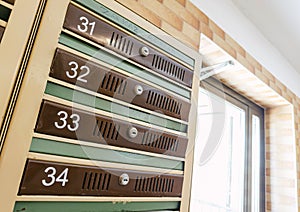 Multiple Mailboxes in Apartment Building â Symbol of Growing Housing Market and High Property Prices photo