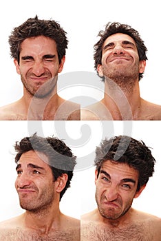 Multiple male facial expressions