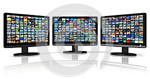 Multiple monitors with image gallery