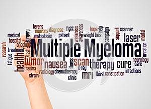 Multiple myeloma word cloud and hand with marker concept photo