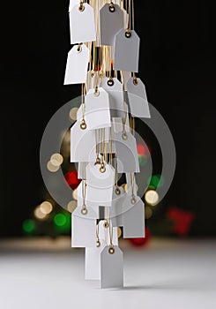 Multiple Paper Tags With Festive Bokeh