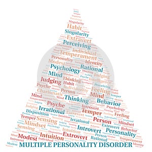 Multiple Personality Disorder typography word cloud create with the text only.