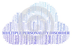 Multiple Personality Disorder typography word cloud create with the text only.