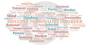 Multiple Personality Disorder typography word cloud create with the text only.