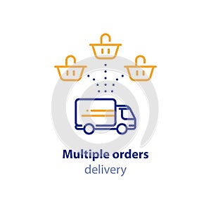 Multiple purchase in one package, shipping option services, basket icon