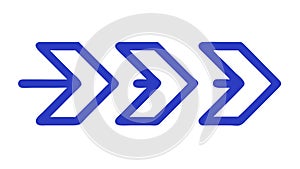 Multiple Right Arrows Direction Progress Indicator Icon, vector design Generative AI