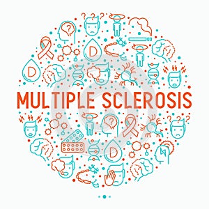Multiple sclerosis concept in circle