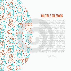 Multiple sclerosis concept with thin line icons