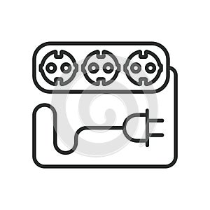 Multiple sockets, in line design. Multiple sockets, multiple, sockets, power, electrical on white background vector
