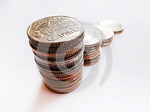 Multiple stacks of coins