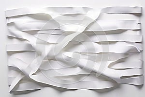 multiple strips overlapping several white paper strips with vary