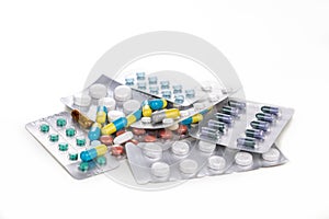 Multiple strips of pills tablet, caplet, capsule. Medication for various disease